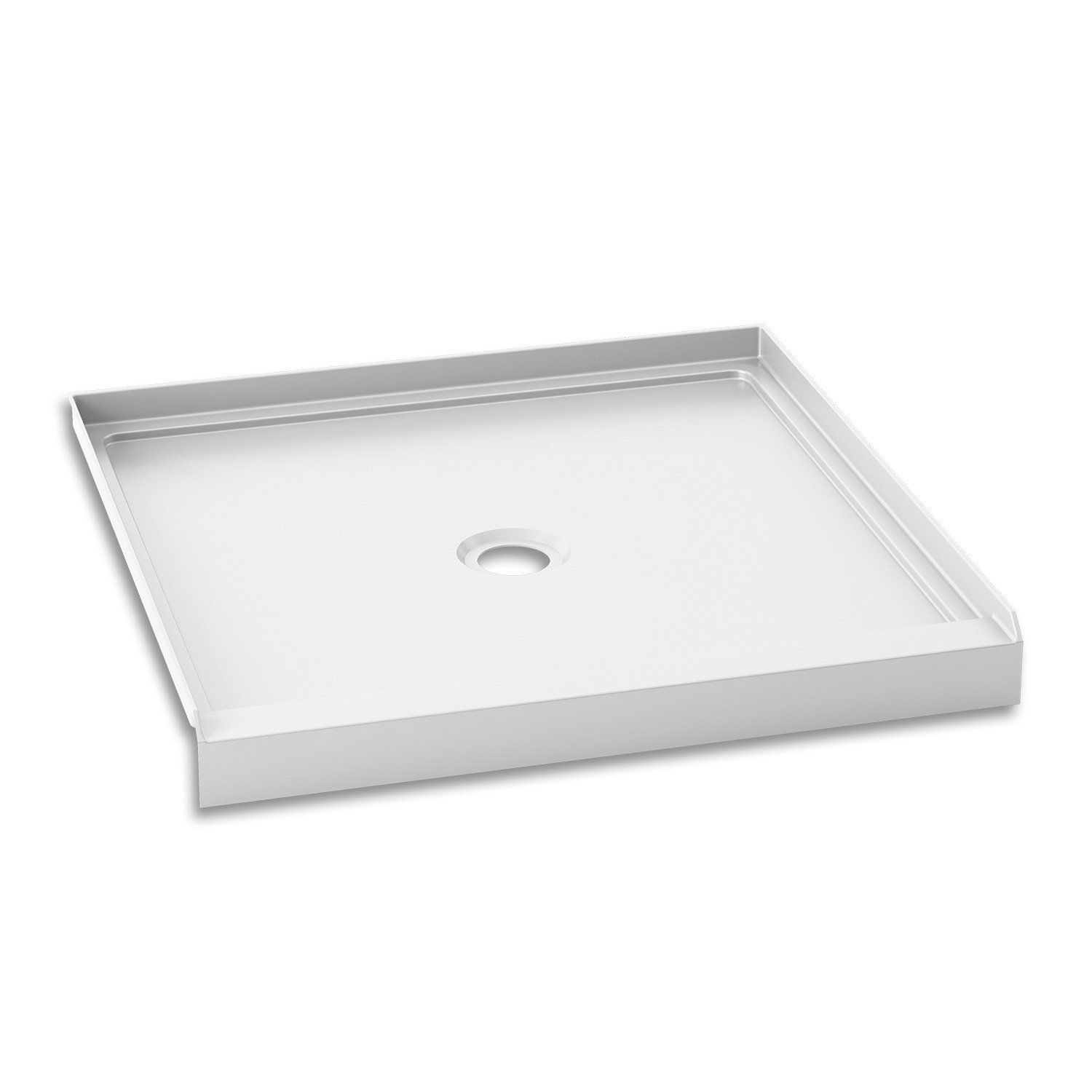 KONCEPT™ 36x36                   Square Acrylic Shower Base 36x36 with Central Drain and Integrated Tiling Flanges on 3 Sides