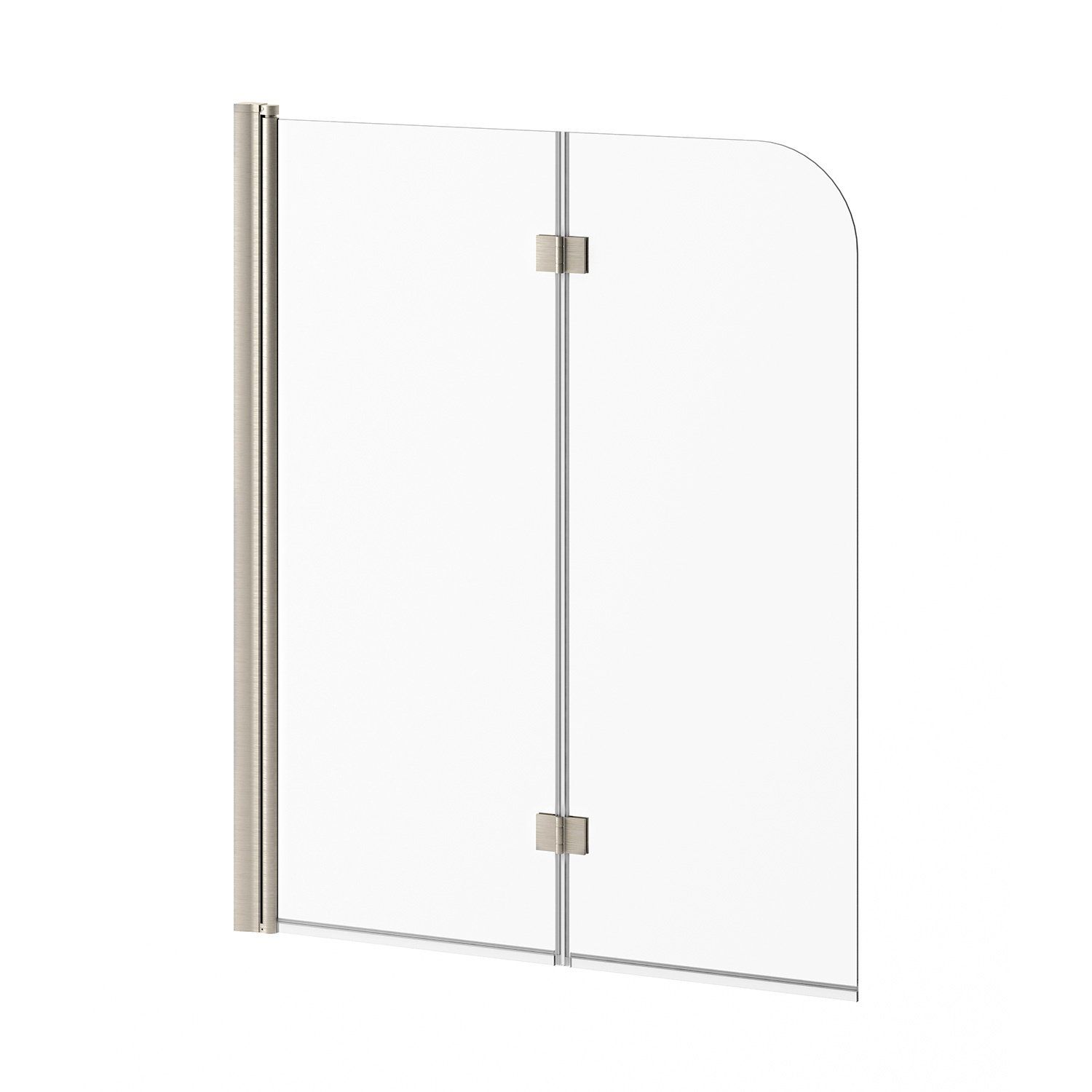 FLIP™                           2-panel Frameless Pivot Bath shield 46&#39;&#39; x 56&#39;&#39; Brushed Nickel Clear Glass
