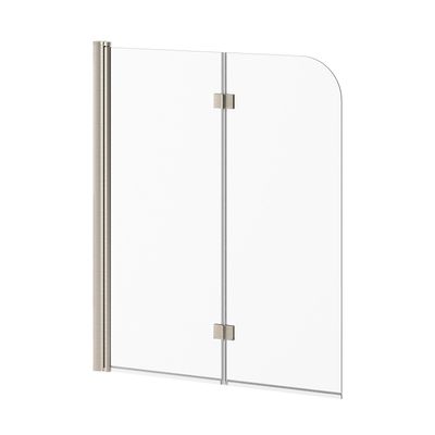 FLIP™                           2-panel Frameless Pivot Bath shield 46&#39;&#39; x 56&#39;&#39; Brushed Nickel Clear Glass