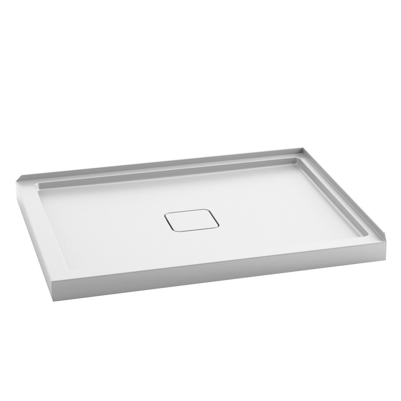 KOVER™ 48x36                   Rectangular Acrylic Shower Base 48x36 with Central Drain and Right Integrated Tiling Flange on 2 Sides