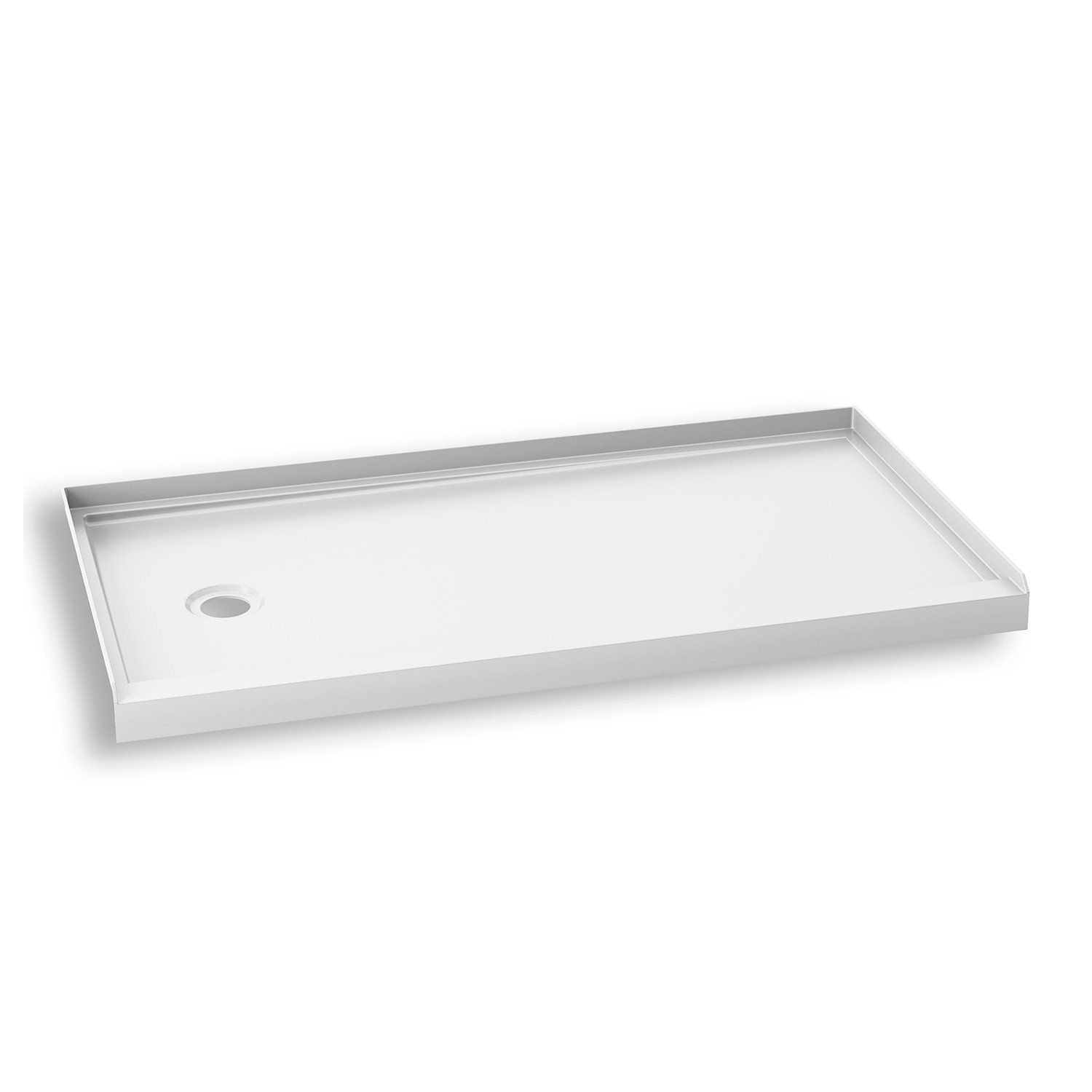 KONCEPT™ 60x30                   Rectangular Acrylic Shower Base 60x30 with Left Drain and Integrated Tiling Flanges on 3 Sides