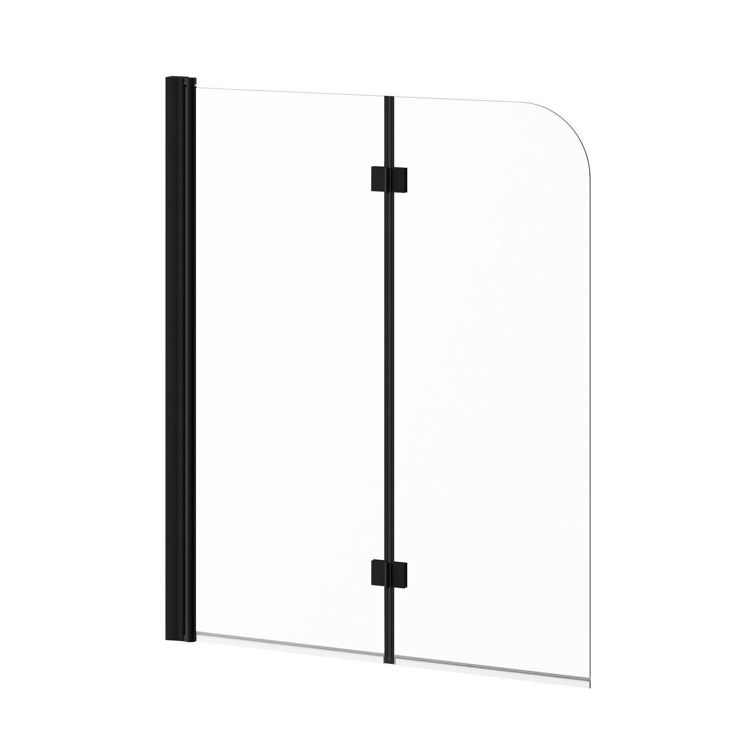FLIP™                           2-panel Frameless Pivot Bath shield 46&#39;&#39; x 56&#39;&#39; Matte Black Clear Glass