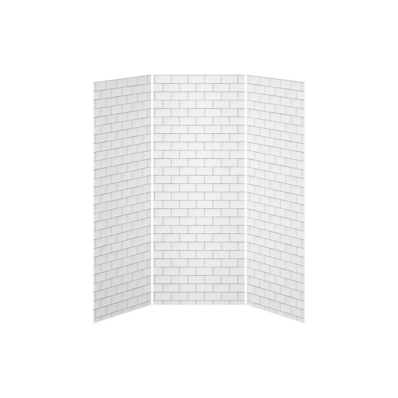 36x36x36 Tiles #700           36x36 3-Panel Shower Wall Kit for Alcove Installation - Tiles #700 Gloss