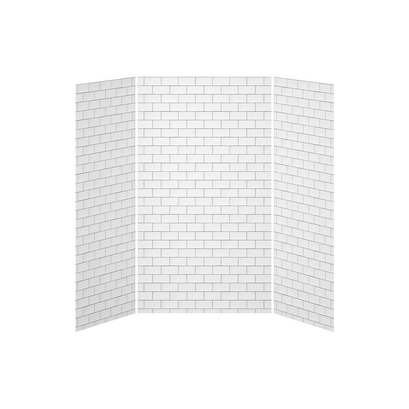 36x48x36 Tiles #700           48x36 3-Panel Shower Wall Kit for Alcove Installation - Tiles #700 Gloss