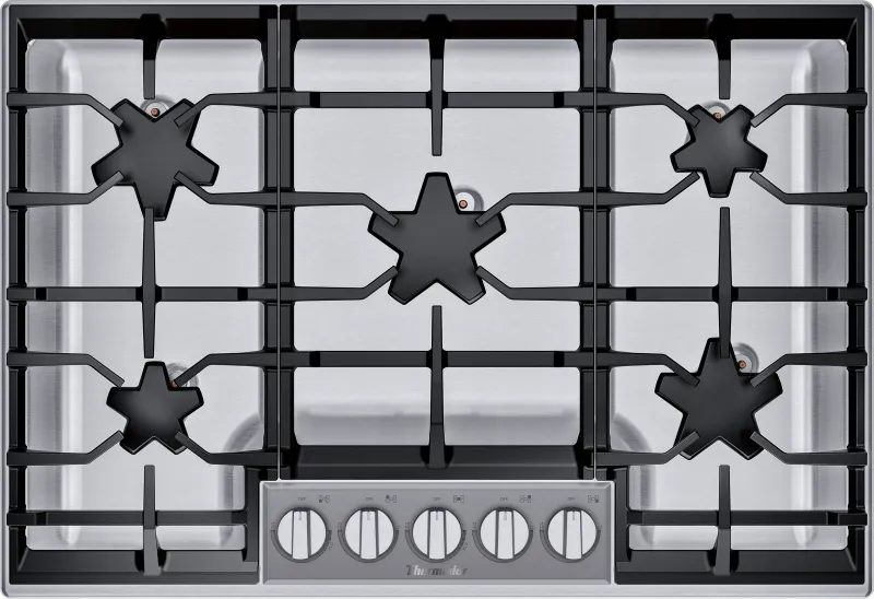 THERMADOR 30&quot; Stainless Steel Gas Cooktop - 5 Star® Burners - 16K BTU max -  Continuous grates