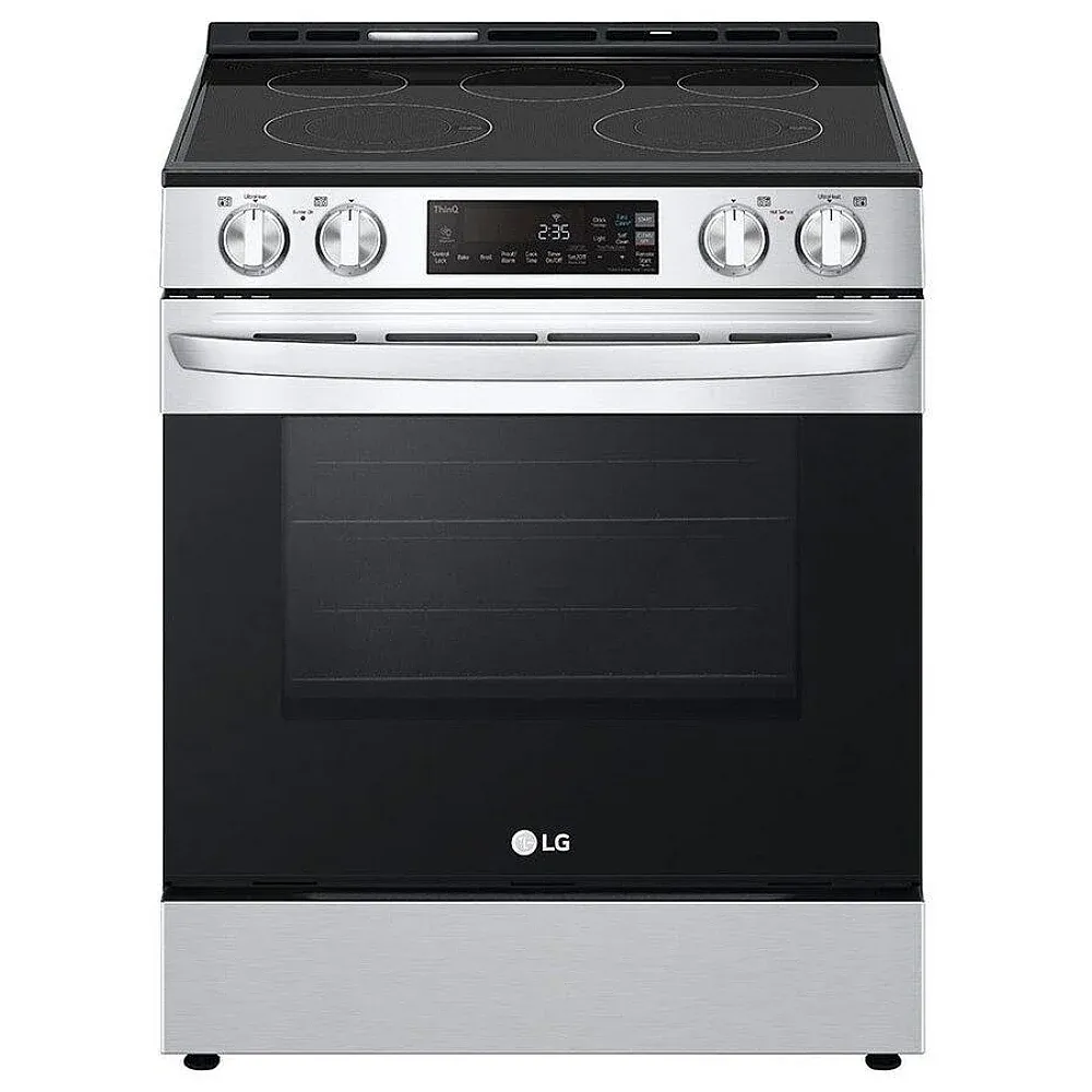 OPEN BOX - LSEL6331F - 6.3. cu.ft Electric Slide In Range, InstaViewTM, AirFry, ThinQ™, Self + EasyClean, Glass Touch Controls, 9&quot; Dual Burner, Smudge Resistant Stainless Steel