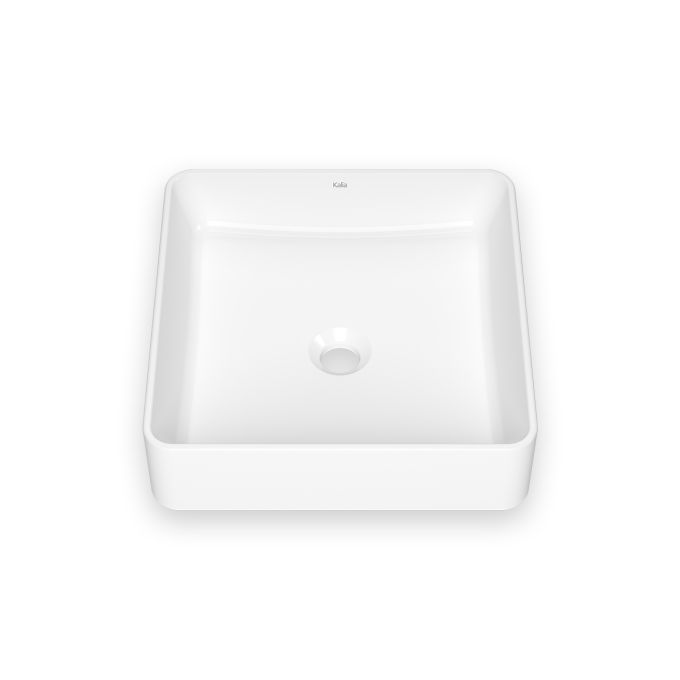 URBA                           Square Porcelain Washbasin With Neopur Coating for Drop-In Installation White