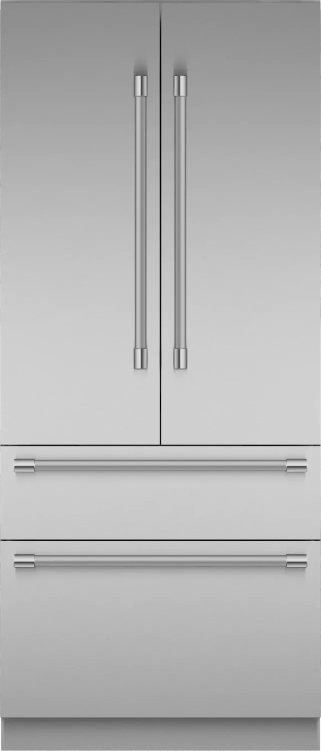 36&quot; French Door Bottom Mount Freezer with flat panels pre-installed with NEW Pro Handles, -  Stainless Steel Interior