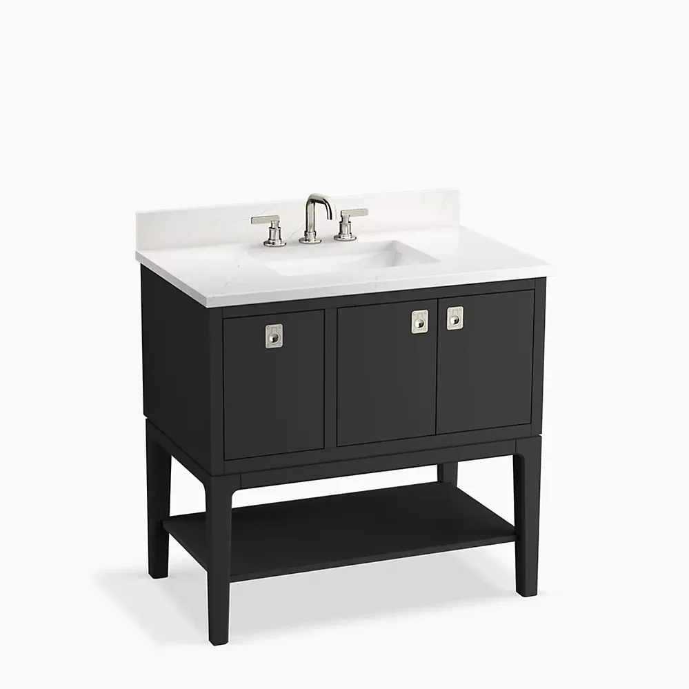 36&quot; bathroom vanity cabinet with sink and quartz top