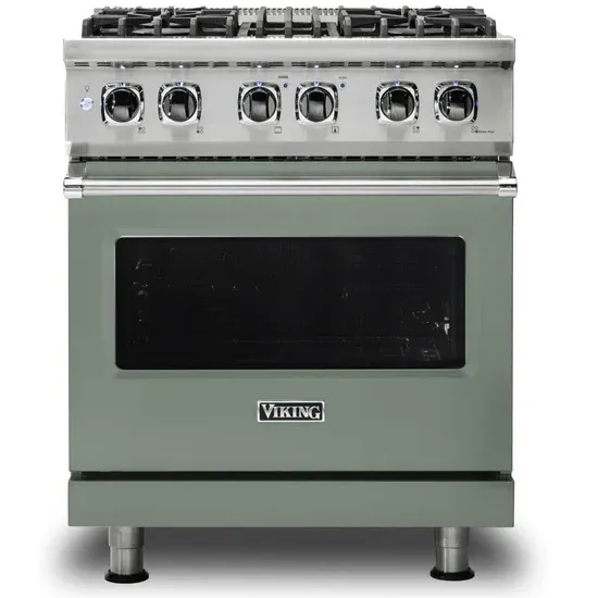 30&quot;W./24&quot;D. Dual Fuel Self-Clean Sealed Burner Range-4 Burners-Eucalyptus