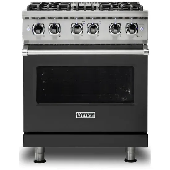 30&quot;W./24&quot;D. Dual Fuel Self-Clean Sealed Burner Range-4 Burners-Cast Black