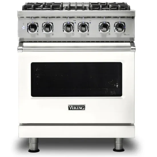 30&quot;W./24&quot;D. Dual Fuel Self-Clean Sealed Burner Range-4 Burners-Pure White