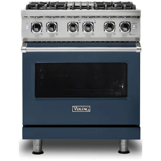 30&quot;W./24&quot;D. Dual Fuel Self-Clean Sealed Burner Range-4 Burners-Slate Blue
