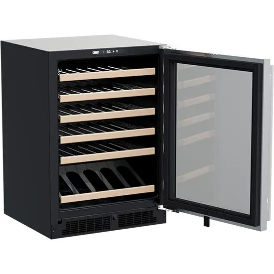 24&quot; Single Zone Wine Refrigerator, Stainless Steel, Glass Door, Reversible Door
