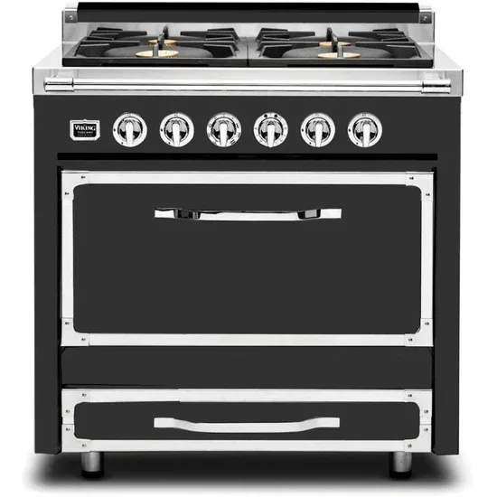 VIKING TUSCANY 36&quot; DF RANGE 4 BURNER - Cast Black