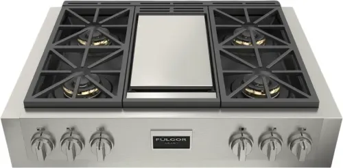 600 Series Professional Gas Range top, 4 burner + trilaminate gas griddle
