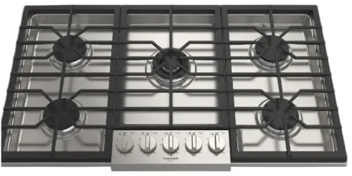 36&quot; Sofia Prof.Gas Cooktop, 5 alum. burners, 1 crescendo, 2 stacked burners, 2 sealed, SS