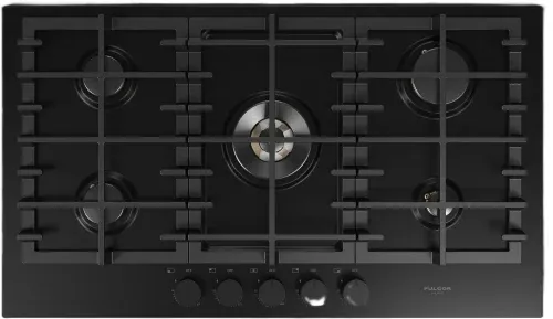 36&#39;&#39; gas cooktop 5 brass brns and central dula ring wok, Black matte porcelain finish