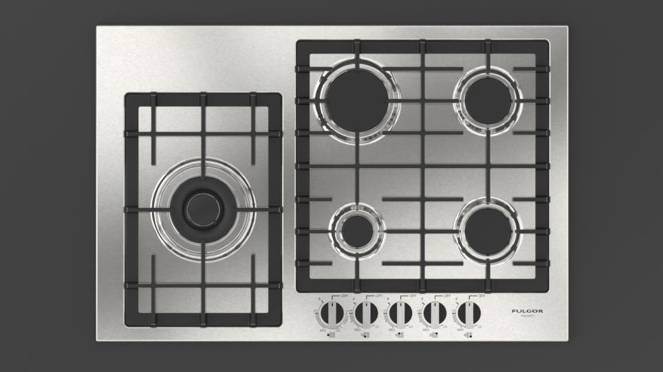 30 Gas Cooktop, 4B + Wok, SS