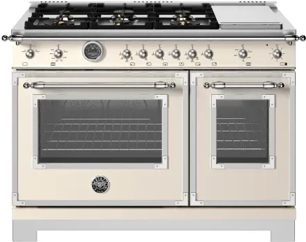 48&quot; Heritage Series range - Gas Oven - 6 brass burners + griddle, White