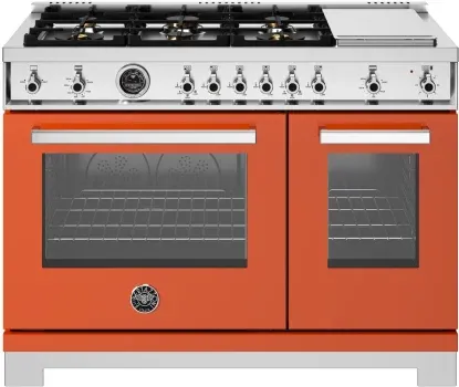 48&quot; Professional Series range - Gas Oven - 6 brass burners + griddle, Orange