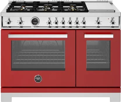 48&quot; Professional Series range - Gas Oven - 6 brass burners + griddle, Red