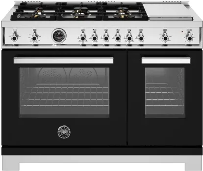 48&quot; Professional Series range - Gas Oven - 6 brass burners + griddle, Black