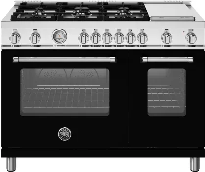 48&quot; Master Series range - Gas Oven - 6 aluminum burners + griddle, Black