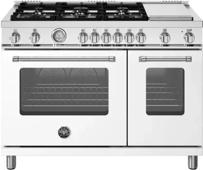 48&quot; Master Series range - Gas Oven - 6 aluminum burners + griddle, White