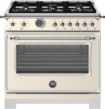 36&quot; Heritage Series range - Gas Oven - 6 brass burners, White