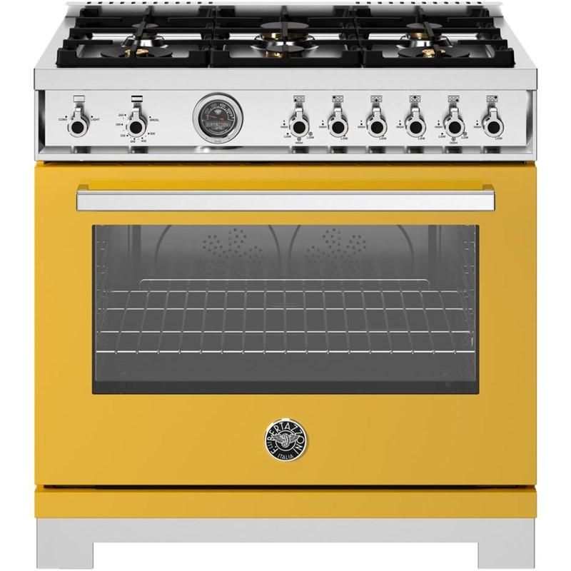 36" Professional Series range - Gas oven - 6 brass burners, Yellow