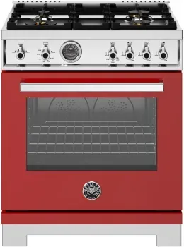 30" Professional Series range - Gas oven - 4 brass burners, Red
