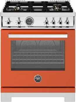 30" Professional Series range - Gas oven - 4 brass burners, Orange