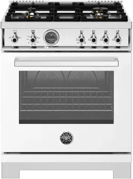 30" Professional Series range - Gas oven - 4 brass burners, White