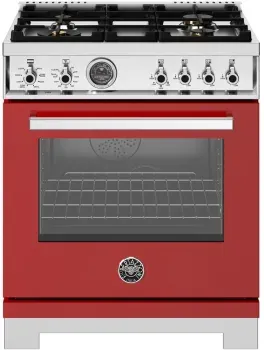 30" Professional Series range - Dual Fuel self clean oven - 4 brass burners, Red