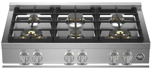 36" Gas Rangetop 6 Brass Burners
