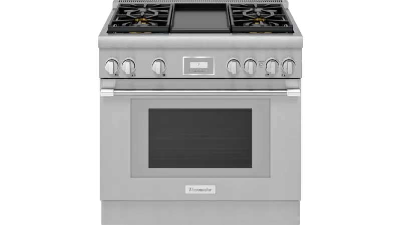 THERMADOR 36" Professional Dual-Fuel Cabinet depth (24") Range - All Telescopic Oven Racks- Thermador Connected Experience with Home Connect™