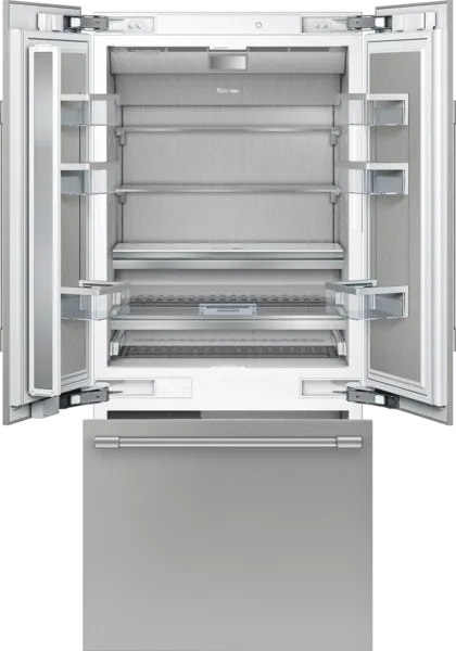 36" French Door Bottom Mount Freezer with flat panels pre-installed with NEW Pro Handles, -  Stainless Steel Interior - Home Connect™