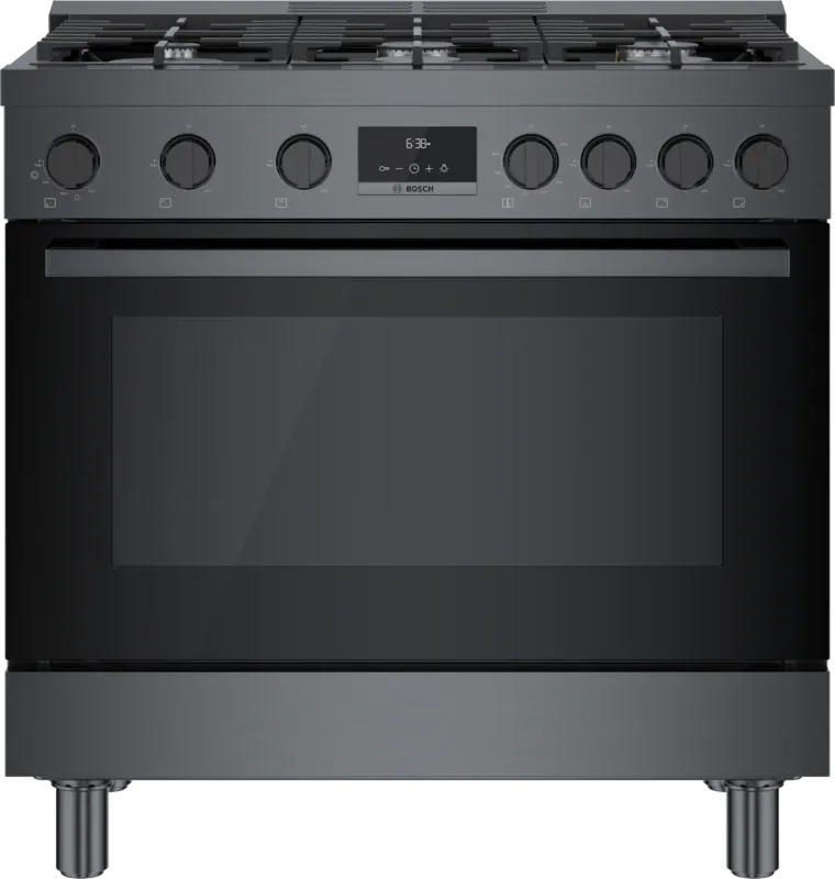 36" Industrial Style Range, Blk. SS, Gas