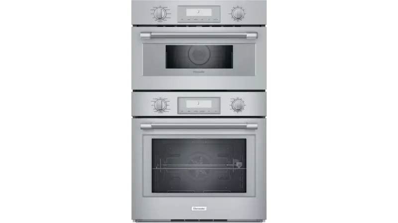 30" Double Combination Oven with Speed Oven - Stainless steel - Flush or standard install - - Soft Close Hinge - Rotisserie - Multi-Point Meat Probe . Upper Cavity ONLY - 1000 watts microwave power an