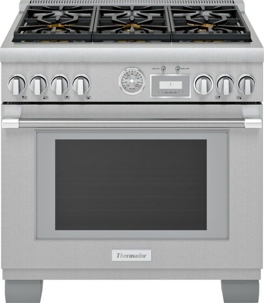 PRD366WGC 36" Professional Dual-Fuel Commercial-depth Range - All Telescopic Oven Racks- Thermador Connected Experience with Home Connect™ - Six  Pedestal Star® Burners (Four with ExtraLow®)