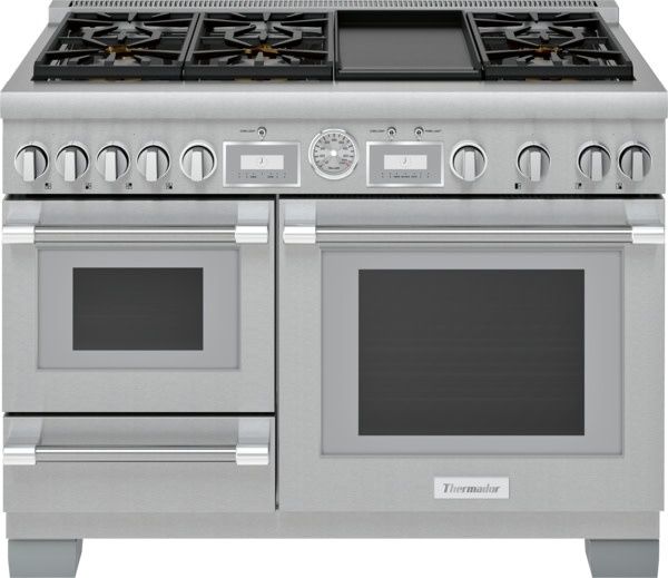 PRD48WDSGC 48" Professional Dual-Fuel -Steam Commercial-depth Range - All Telescopic Oven Racks- Thermador Connected Experience with Home Connect™ - Six Pedestal Star® Burners (Four with ExtraLow®)
