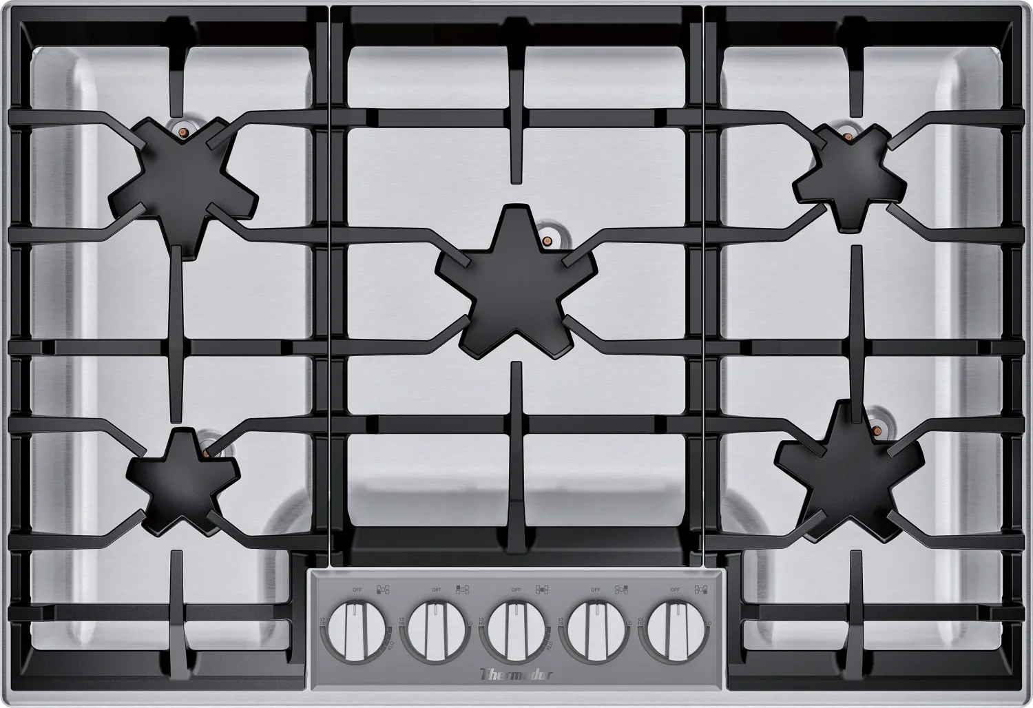 SGS305TS 30" Stainless Steel Gas Cooktop - 5 Star® Burners - 16K BTU max -  Continuous grates