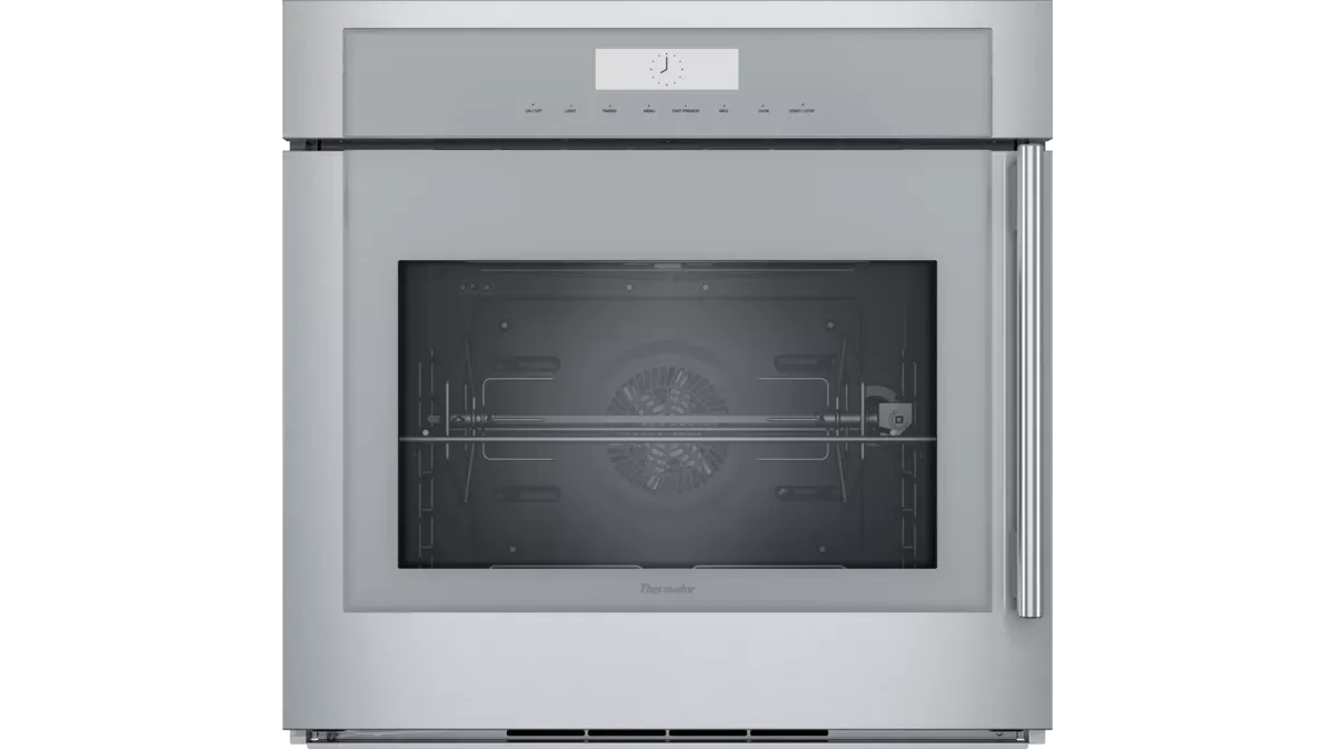 MED301LWS 30" Masterpiece Single oven.Left side swing door -  Stainless steel - Flush or standard install -  3 Telescopic  racks- Soft Close Hinge - Rotisserie - Multi-point Meat Probe - MaxBroil