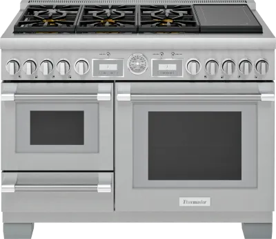 PRD48WISGC 48" Professional Dual-Fuel -Steam Commercial-depth Range - All Telescopic Oven Racks- Thermador Connected Experience with Home Connect™ - Six Pedestal Star® Burners (Four with ExtraLow®)