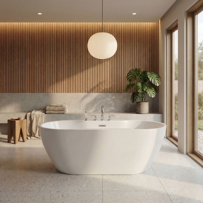 Berlin F1 3260 AFR Acrylic Freestanding Center Drain Bathtub in White