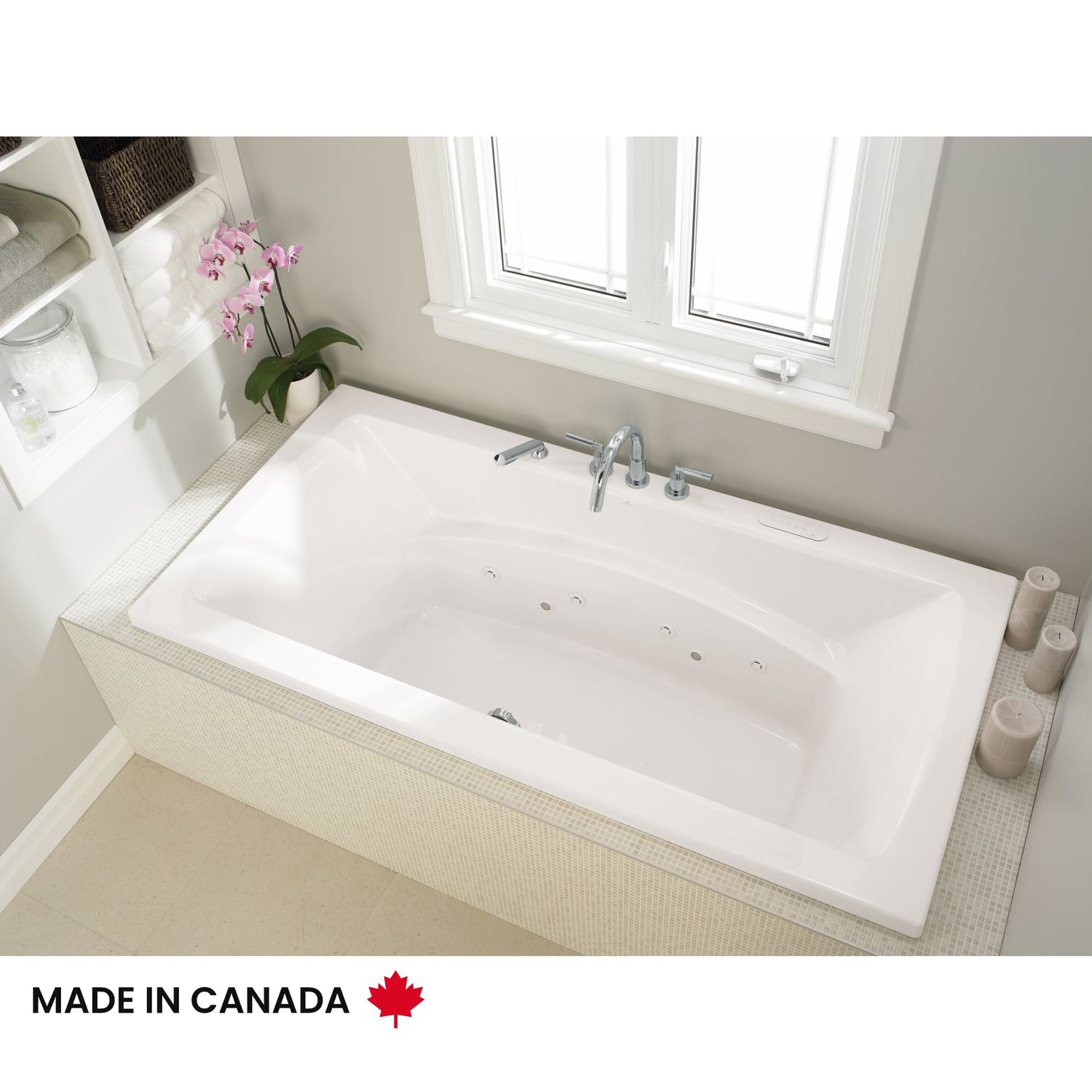 Neptune 220207-C-133-001 Believe 6636 Acrylic Drop-In Center Drain Whirlpool, Mass-Air &amp; Activ-air Bathtub in White