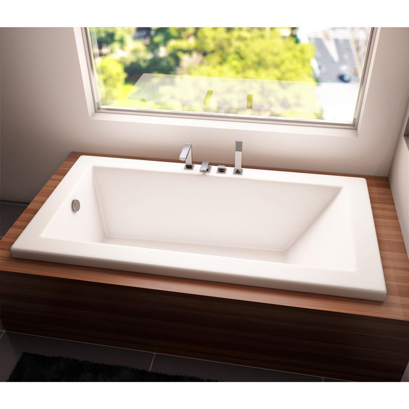Neptune 220150-DECK4-C-132-001 Zen 7242 Acrylic Drop-In End Drain Whirlpool &amp; Mass-Air Bathtub with 4 in. Deck in White