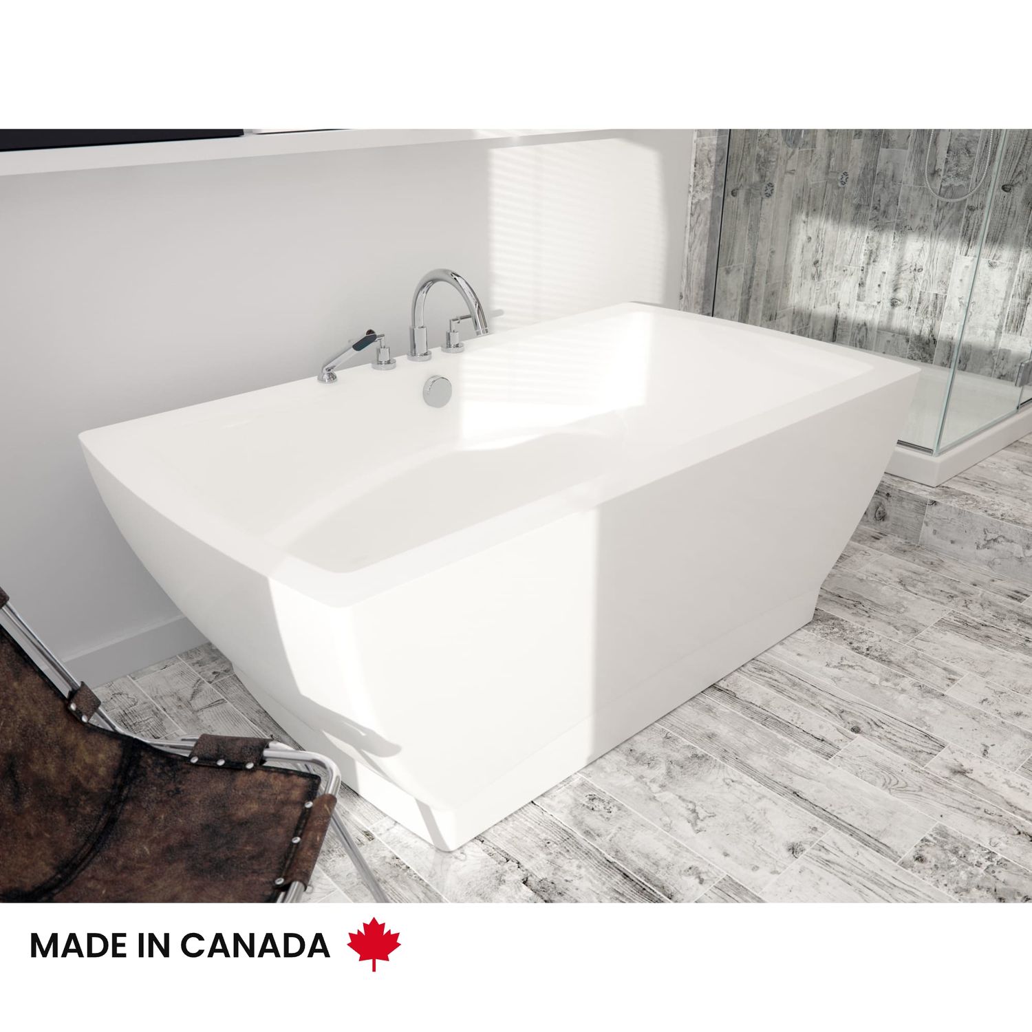 Neptune 220122-C-122-001 Felicia 7238 Acrylic Drop-In Center Drain Mass-Air &amp; Activ-Air Bathtub in White