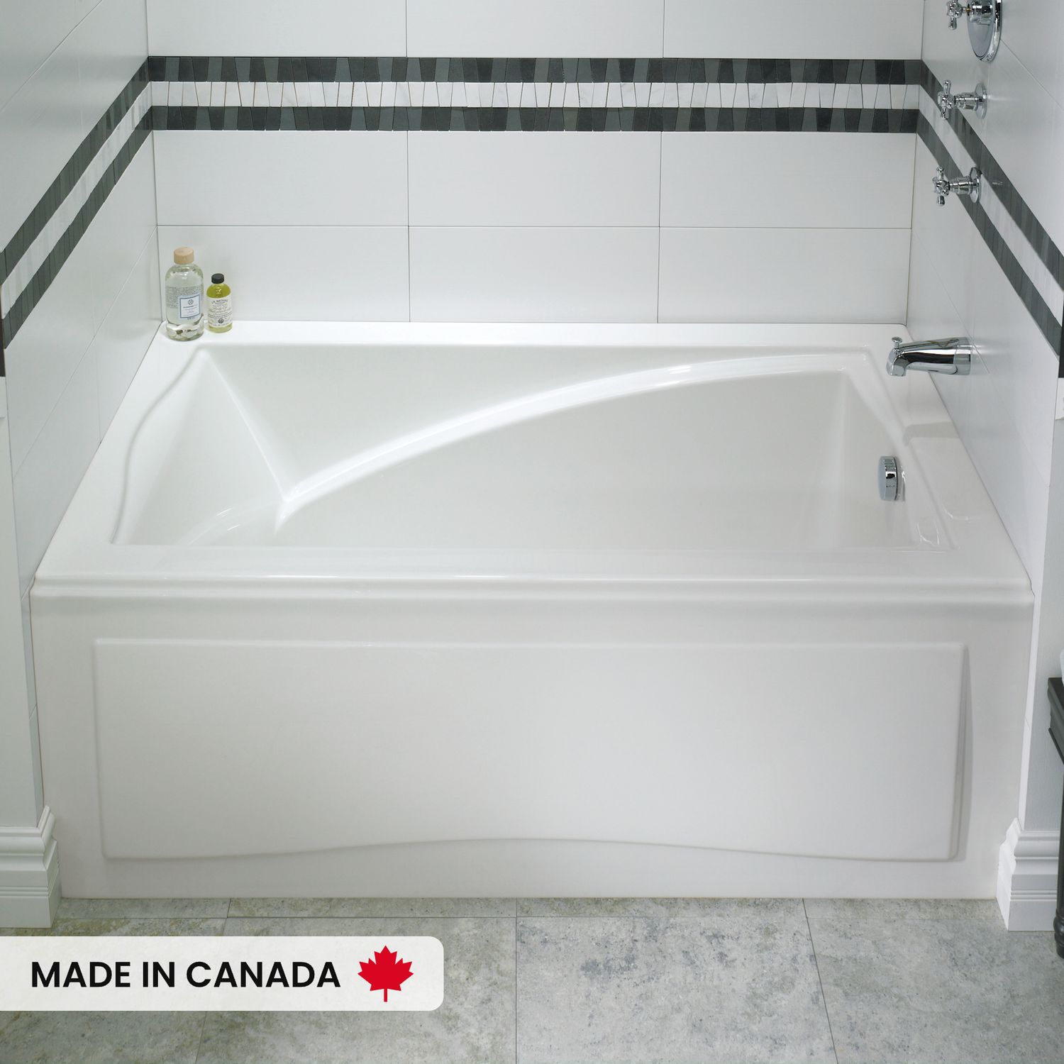 Neptune 220121-R-133-001 Delight 6032 IFS Acrylic Alcove Right Drain Whirlpool, Mass-Air &amp; Activ-air Bathtub in White